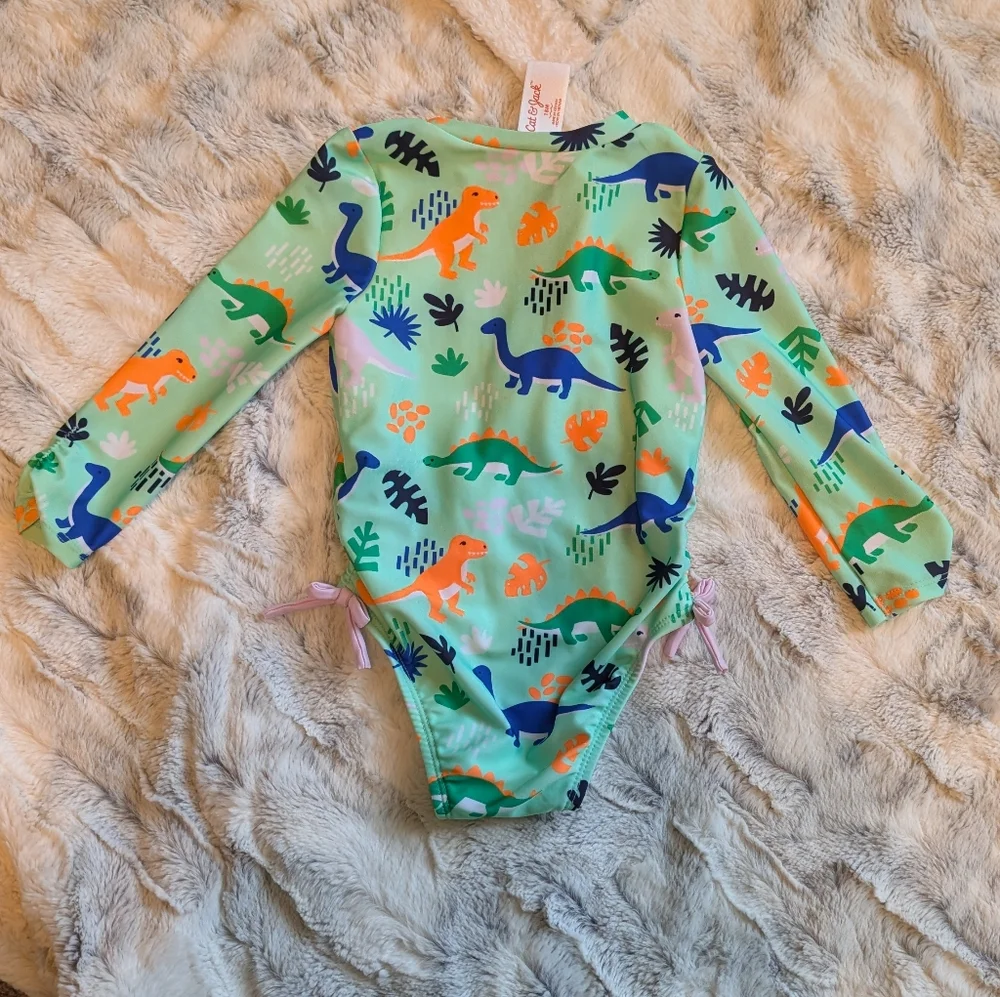 Cat & Jack Dinosaur Print Baby Rashguard Bathing Suit One Piece 18 Months